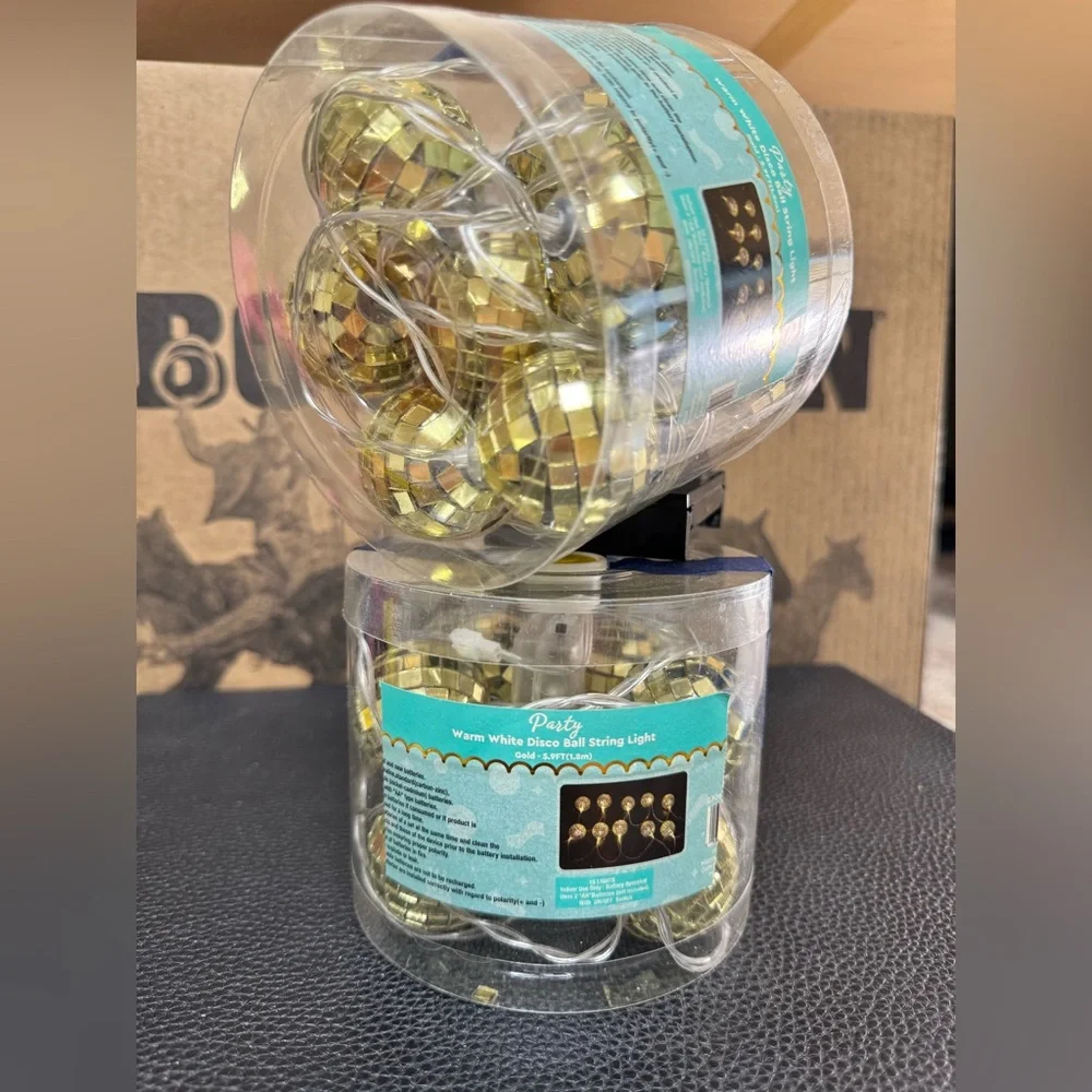 Christmas Lights Gold Light Up Disco Ball String Lights